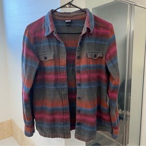 Patagonia Fjord Blanket Stripe Flannel Roots Red